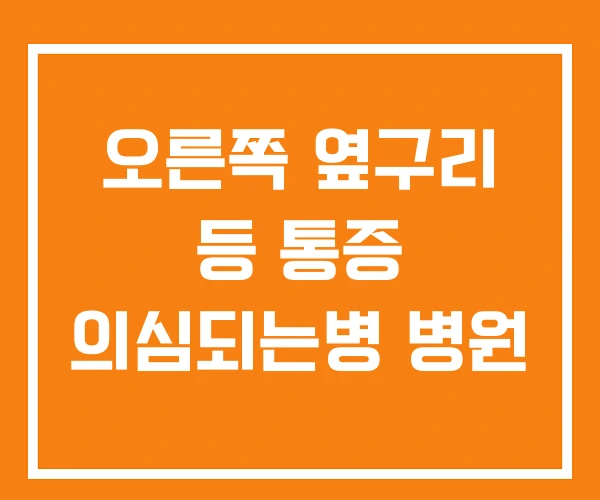 오른쪽 옆구리 등 통증 의심되는병 병원 오른쪽 옆구리 등 통증 의심되는병 병원