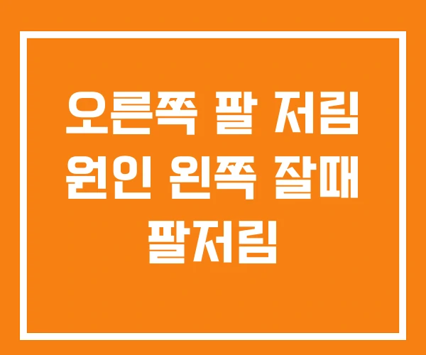 오른쪽 팔 저림 원인 왼쪽 잘때 팔저림 오른쪽 팔 저림 원인 왼쪽 잘때 팔저림