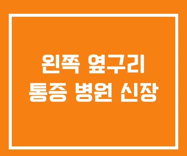 왼쪽 옆구리 통증 병원 신장