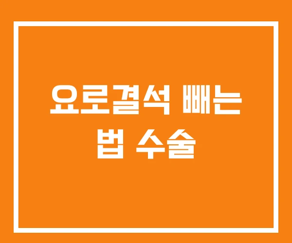 요로결석 빼는 법 수술