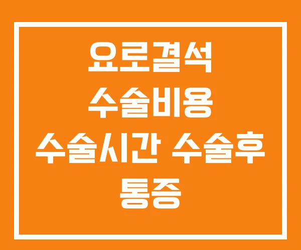 요로결석 수술비용 수술시간 수술후 통증