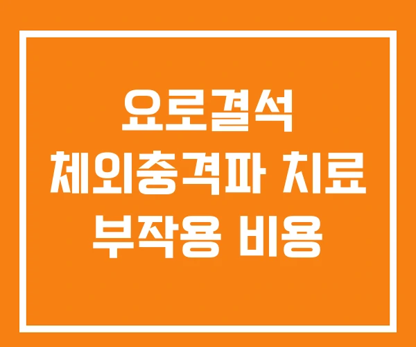 요로결석 체외충격파 치료 부작용 비용