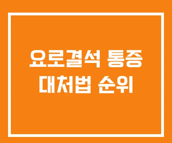 요로결석 통증 대처법 순위