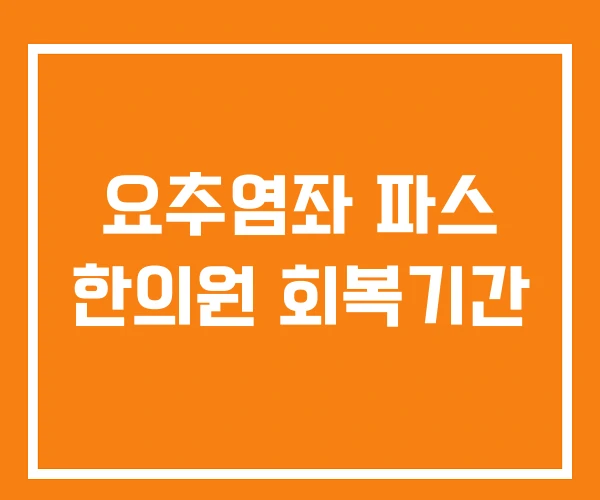 요추염좌 파스 한의원 회복기간
