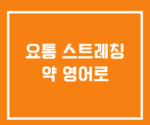 요통 스트레칭 약 영어로