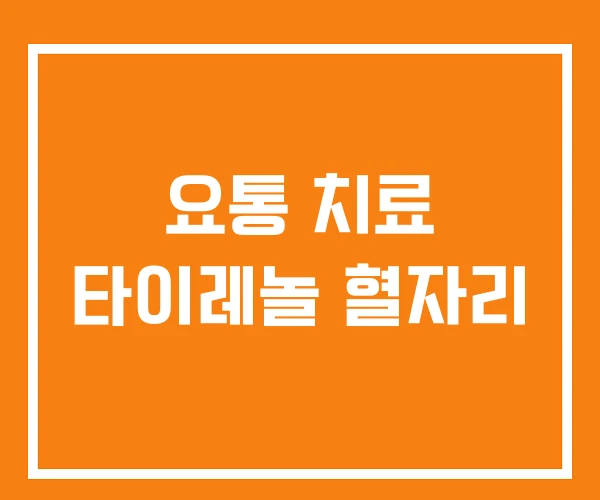 요통 치료 타이레놀 혈자리