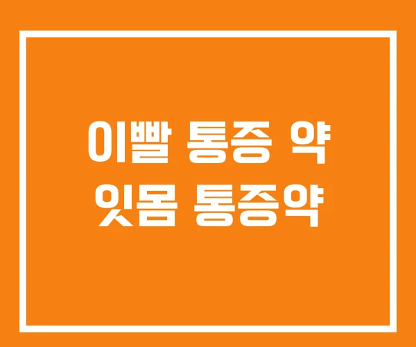 이빨 통증 약 잇몸 통증약