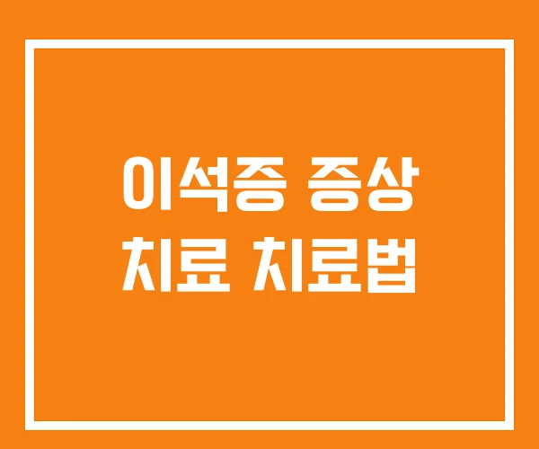 이석증 증상 치료 치료법 이석증 증상 치료 치료법