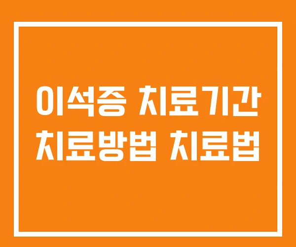 이석증 치료기간 치료방법 치료법