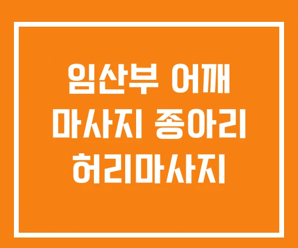 임산부 어깨 마사지 종아리 허리마사지