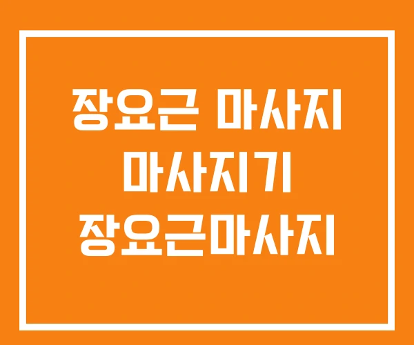 장요근 마사지 마사지기 장요근마사지