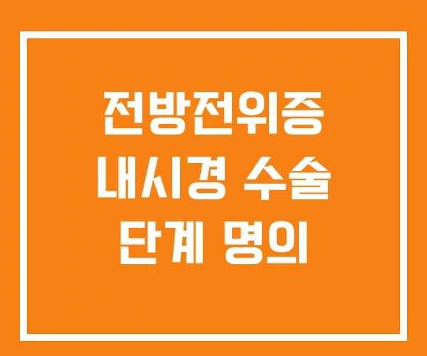 전방전위증 내시경 수술 단계 명의