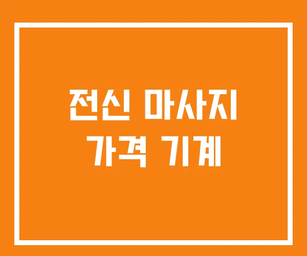 전신 마사지 가격 기계