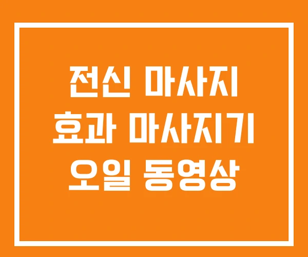 전신 마사지 효과 마사지기 오일 동영상