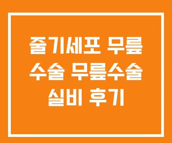 줄기세포 무릎 수술 무릎수술 실비 후기