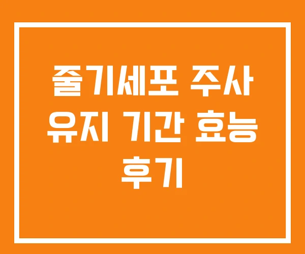 줄기세포 주사 유지 기간 효능 후기