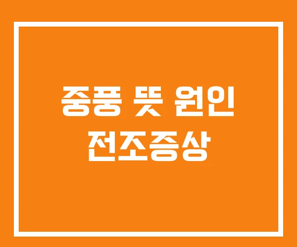 중풍 뜻 원인 전조증상
