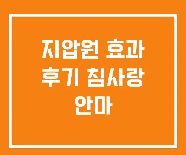 지압원 효과 후기 침사랑 안마