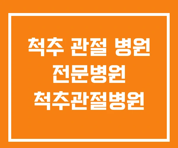 척추 관절 병원 전문병원 척추관절병원