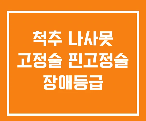 척추 나사못 고정술 핀고정술 장애등급 척추 나사못 고정술 핀고정술 장애등급