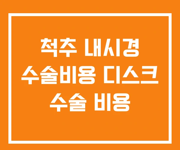 척추 내시경 수술비용 디스크 수술 비용