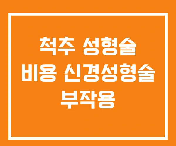 척추 성형술 비용 신경성형술 부작용