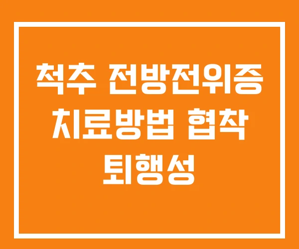 척추 전방전위증 치료방법 협착 퇴행성 척추 전방전위증 치료방법 협착 퇴행성