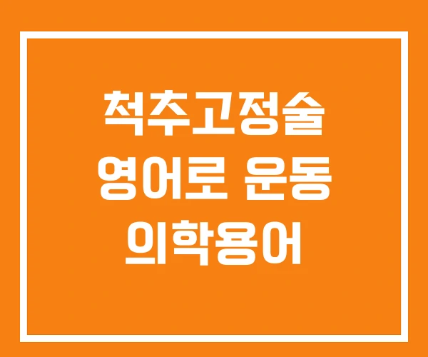 척추고정술 영어로 운동 의학용어 척추고정술 영어로 운동 의학용어