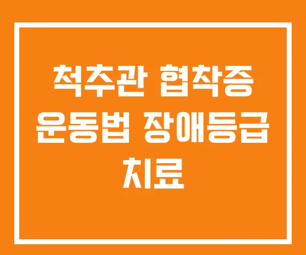 척추관 협착증 운동법 장애등급 치료
