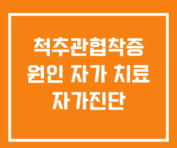 척추관협착증 원인 자가 치료 자가진단