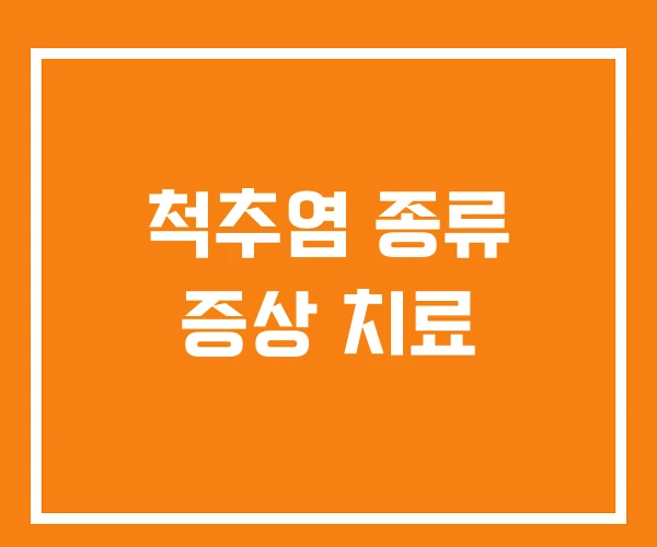 척추염 종류 증상 치료