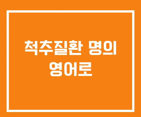 척추질환 명의 영어로 척추질환 명의 영어로