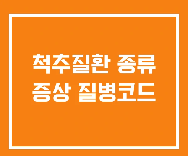 척추질환 종류 증상 질병코드