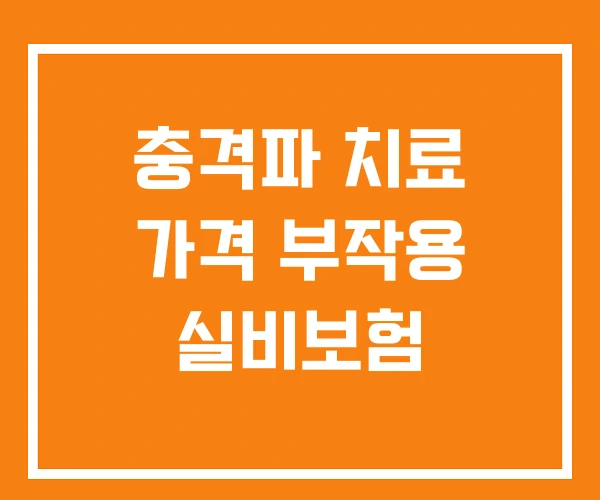 충격파 치료 가격 부작용 실비보험