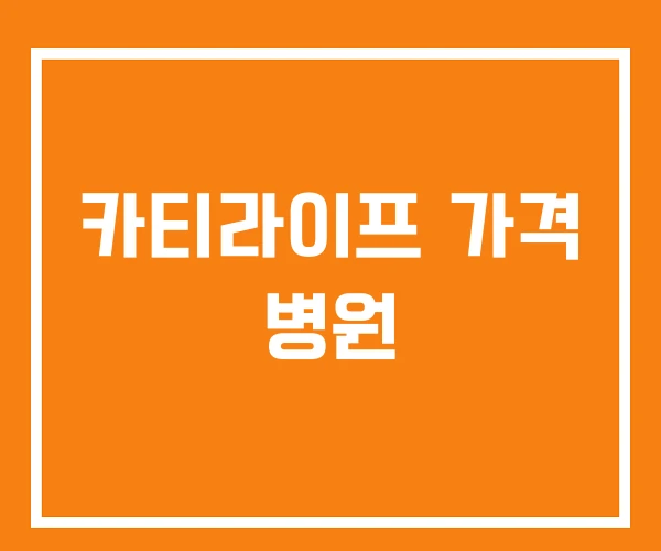 카티라이프 가격 병원