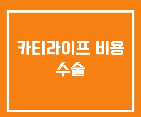 카티라이프 비용 수술