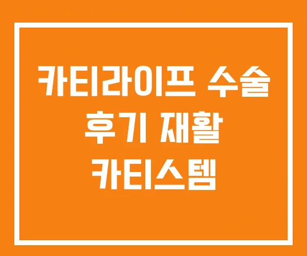 카티라이프 수술 후기 재활 카티스템
