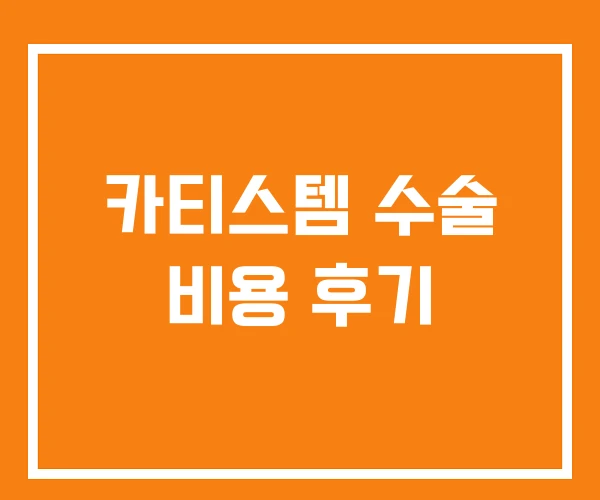 카티스템 수술 비용 후기 카티스템 수술 비용 후기