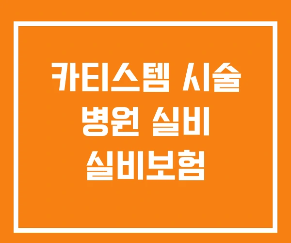 카티스템 시술 병원 실비 실비보험