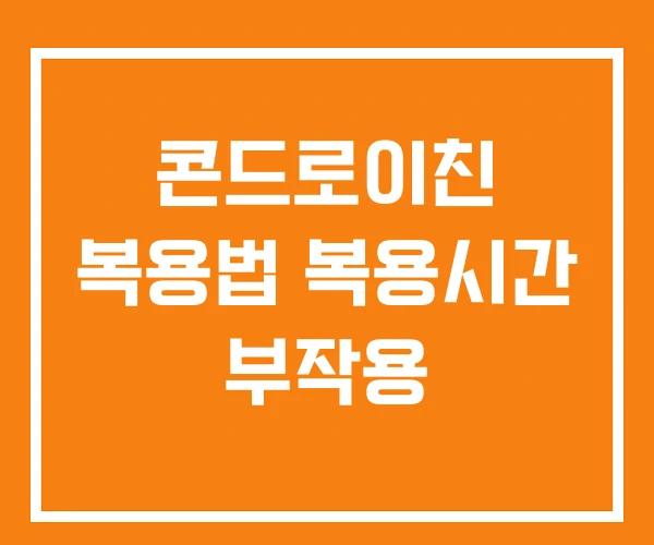 콘드로이친 복용법 복용시간 부작용