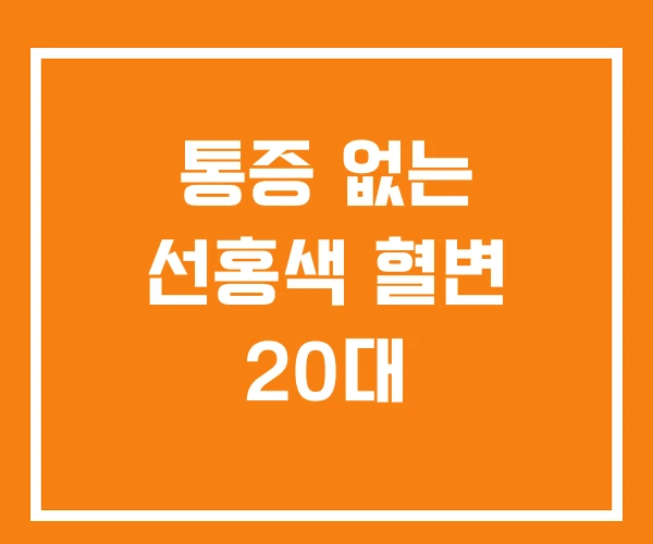 통증 없는 선홍색 혈변 20대