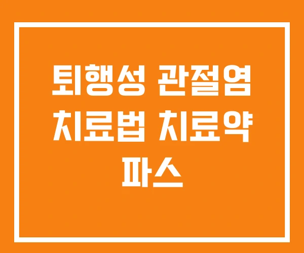 퇴행성 관절염 치료법 치료약 파스