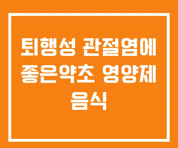 퇴행성 관절염에 좋은약초 영양제 음식 퇴행성 관절염에 좋은약초 영양제 음식