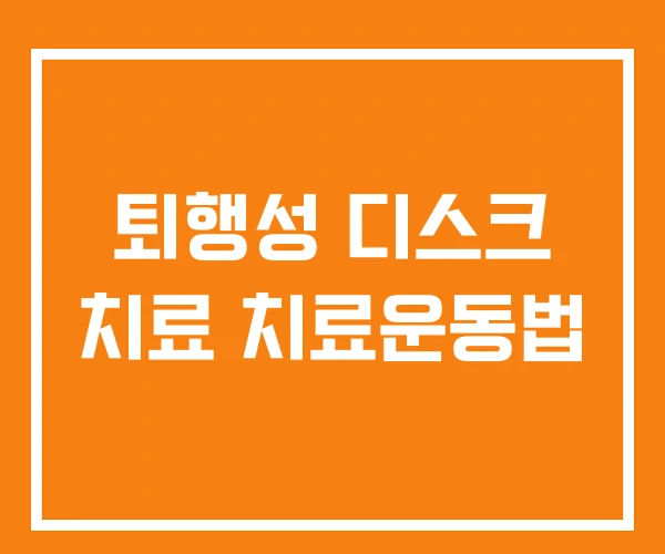 퇴행성 디스크 치료 치료운동법 퇴행성 디스크 치료 치료운동법