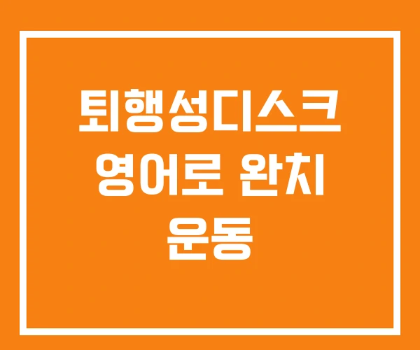 퇴행성디스크 영어로 완치 운동 퇴행성디스크 영어로 완치 운동