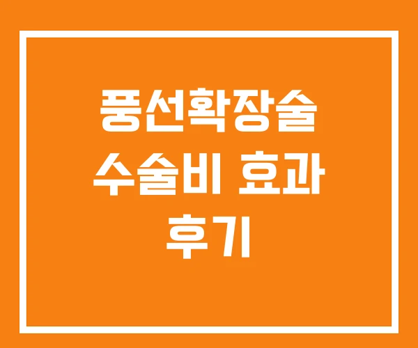 풍선확장술 수술비 효과 후기 풍선확장술 수술비 효과 후기