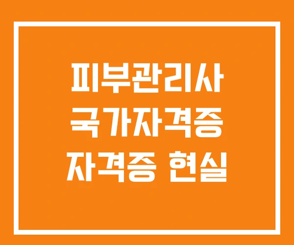 피부관리사 국가자격증 자격증 현실