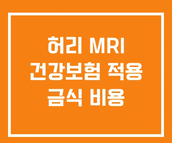 허리 MRI 건강보험 적용 금식 비용
