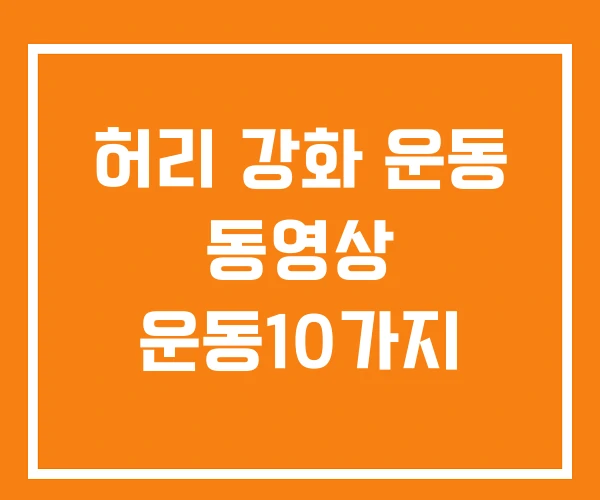 허리 강화 운동 동영상 운동10가지