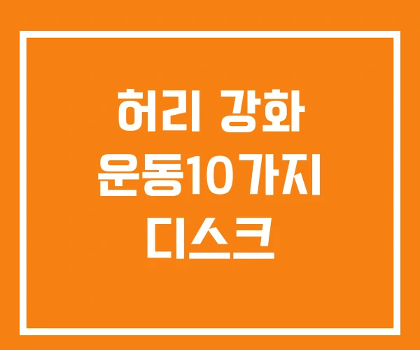 허리 강화 운동10가지 디스크